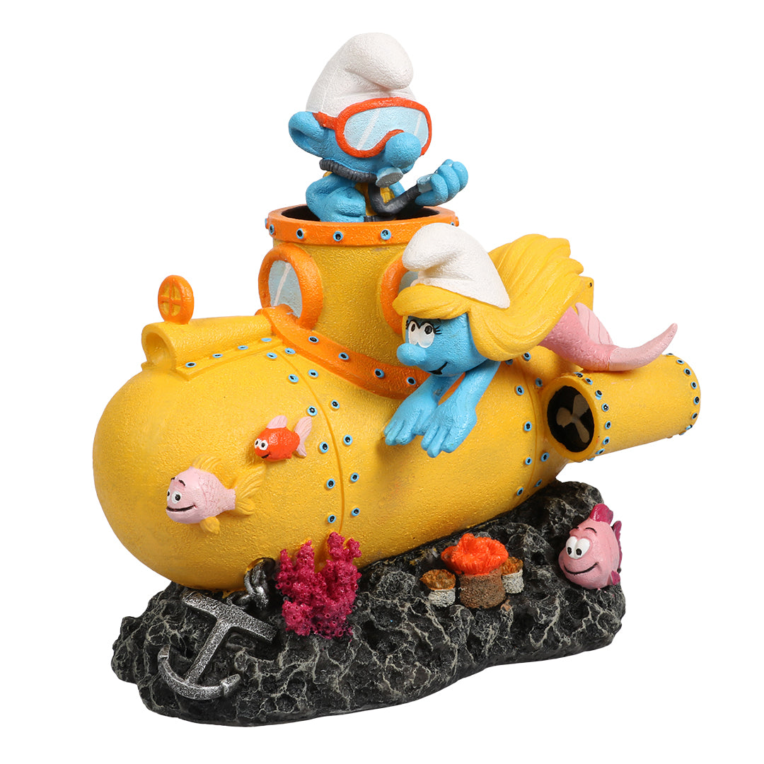 Schlumpfine und Schlumpf mit U-Boot - Figur Schlumpfine und Schlumpf mit U-Boot - Figur